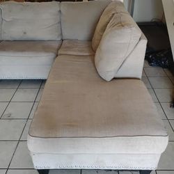 Small sectional, TV and TV stand, table and chairs