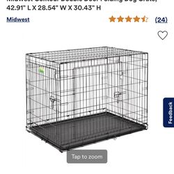Double Door Folding metal Dog Crate, 42.91" L X 28.54" W X 30.43" H