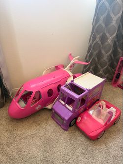 Barbie plane, food truck and car
