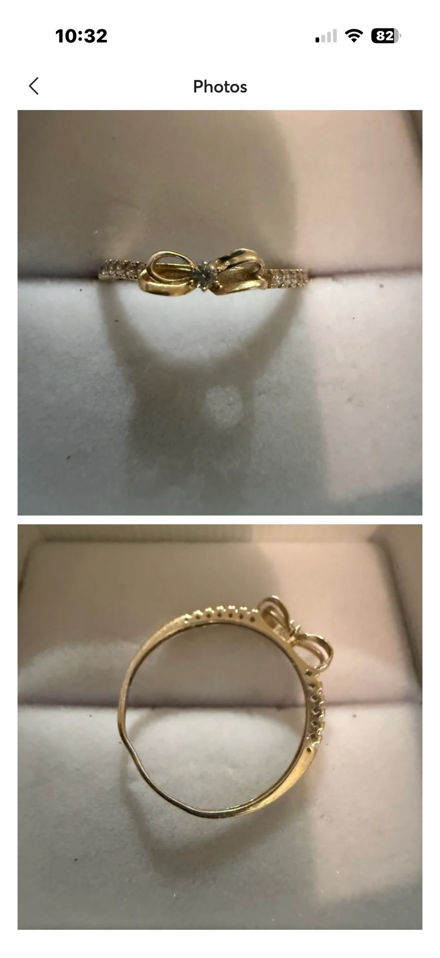 10k Sz 8 Bow Ring