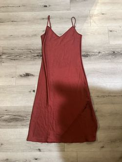 Red Satin Slip Midi Dress Women’s Small