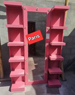 Shelves And Mirror  Pink
