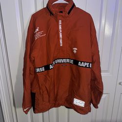 A Bathing Ape Aape Windbreaker Hooded Jacket “Apes And Planet Earth” Orange XL