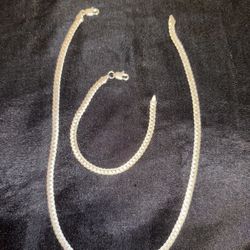 Silver chain and bracelet set 925 silver