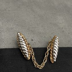 Gold Silver-tone Art Deco Clasp Pat (contact info removed) Chain Sweater Jacket Cardigan Clip