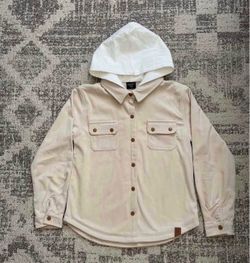 NWOT Little Bipsy hooded corduroy shacket in oat Size 9-10