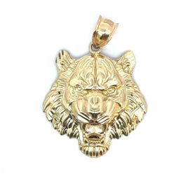 10k Yellow Gold Tiger Head Pendant Charm Necklace GP3108528