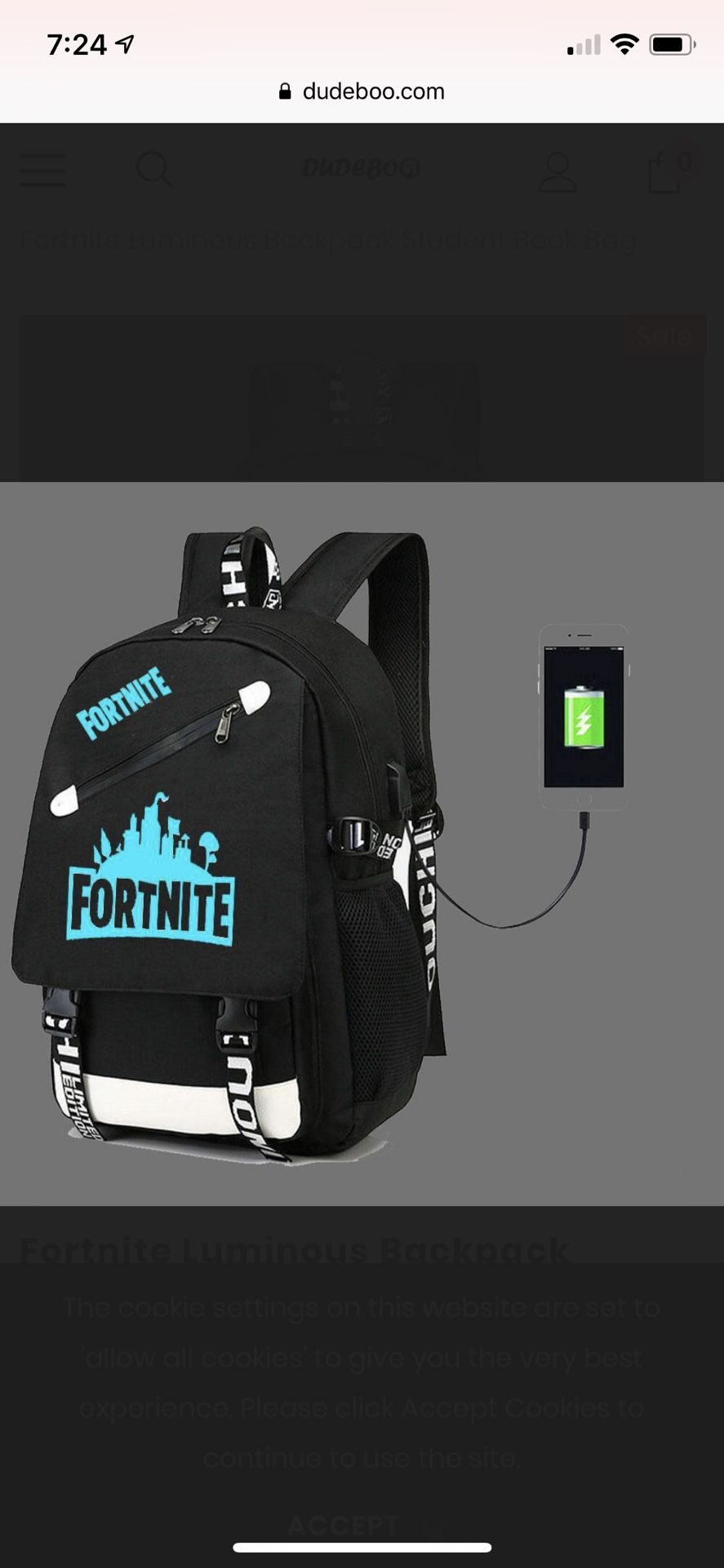 Fortnite glow in the dark backpack discount