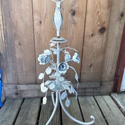 Vintage White Painted Metal Floral Centerpiece Made In Italy