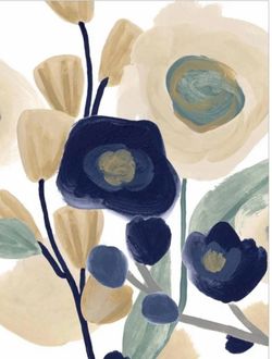 Farzana • "Blue Poppy Cascade" - Hand-Painted Floral Canvas