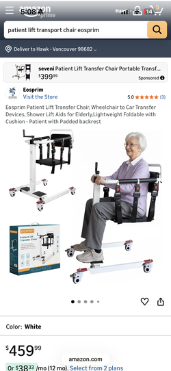 Patient lift transport chair