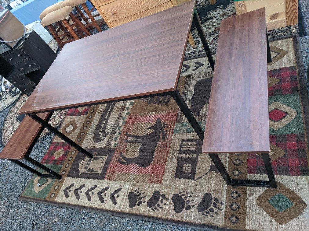 Wood Table With Stool Seating