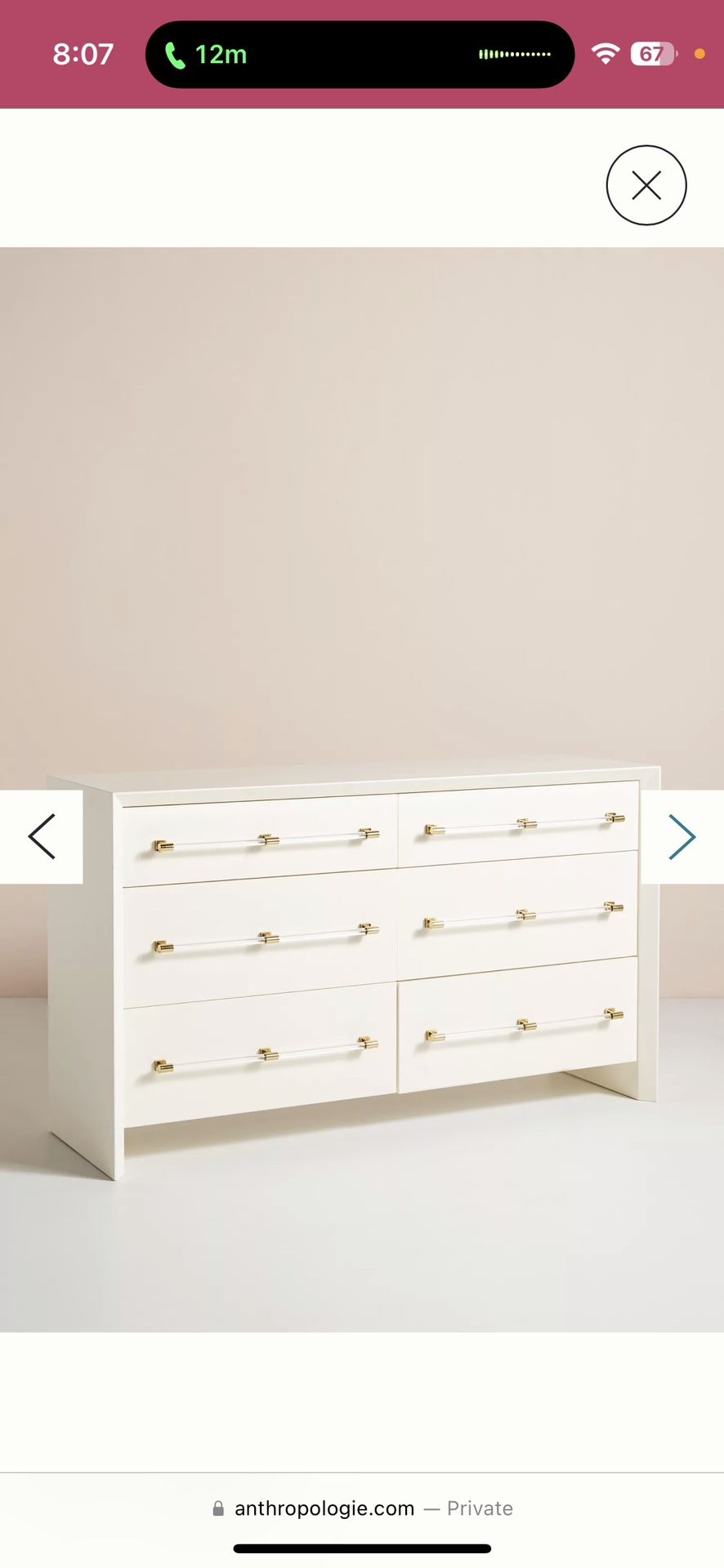 Anthropologie Merrington 6 Drawer Dresser