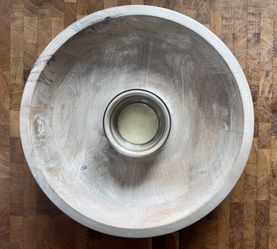 Williams-Sonoma Whitewashed Appetizer Tray, Wood with Glass Insert Circa 2012, Never Used 