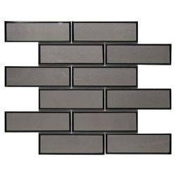 Metallic Gray Beveled Subway Glass Mosaic Tile