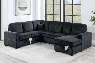  4-Piece Convertible Sectional - Black Color