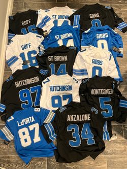 Detroit Lions Jerseys - BRAND NEW - adult & youth sizes - $45 EACH - no holds - first come first serve - porch pick up Macomb 22/Hayes/Garfield
