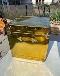 Vintage Brass Steamer Trunk - Gold