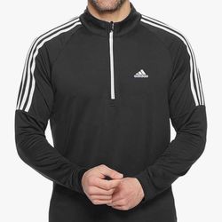 Adidas 3 Stripe Shoulders French Terry 1/4 Zip Pullover
