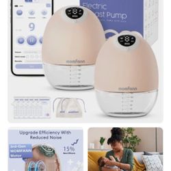 Double Wearable Electric Breast Pump, Hands-Free APP Control Portable, 3 Modes