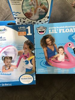 Little ones Unicorn float and flamingo float.