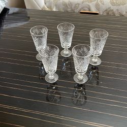 Crystal Glass Shot Glasses 5 Peace / Christmas / Vintage 