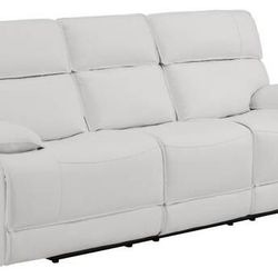 SALE!  Power Motion Sofa In Off-White Leather! 