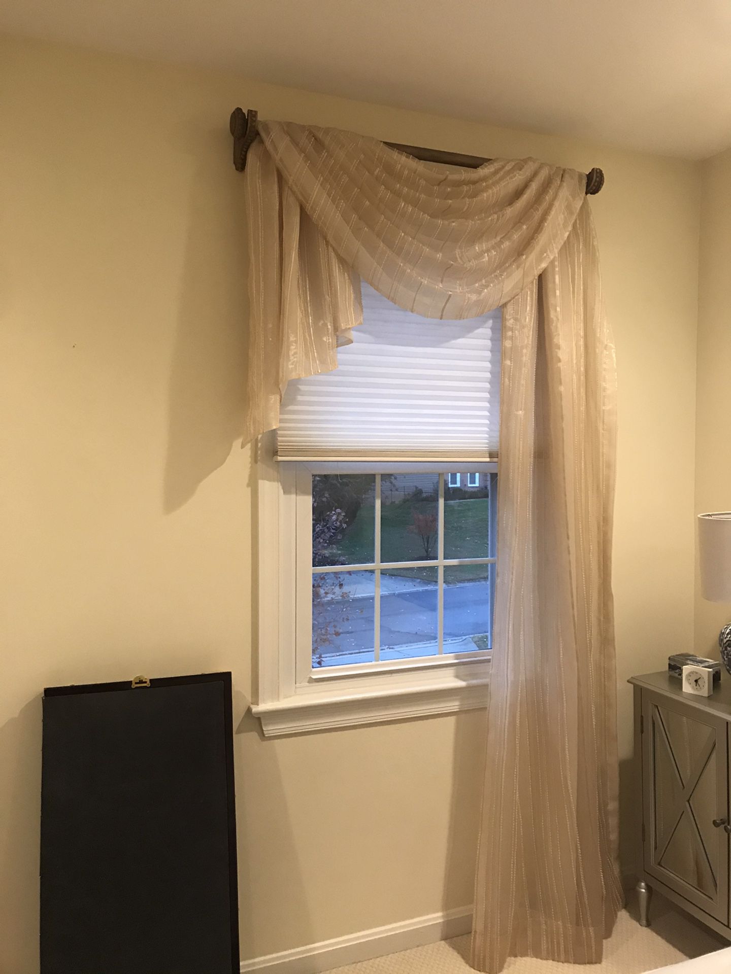 2 Curtains for sale and curtain rods