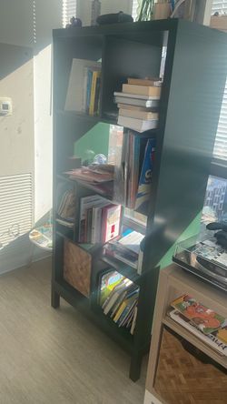 Dark Green Wooden Bookshelf 4-Tier