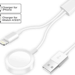 Updated Version Watch Charger Magnetic Cable for iWatch 5/4/3/2/1, 2in1 Wireless Charging Cable Compatible with Apple Watch Series 5/4/3/2/1 and iPhon