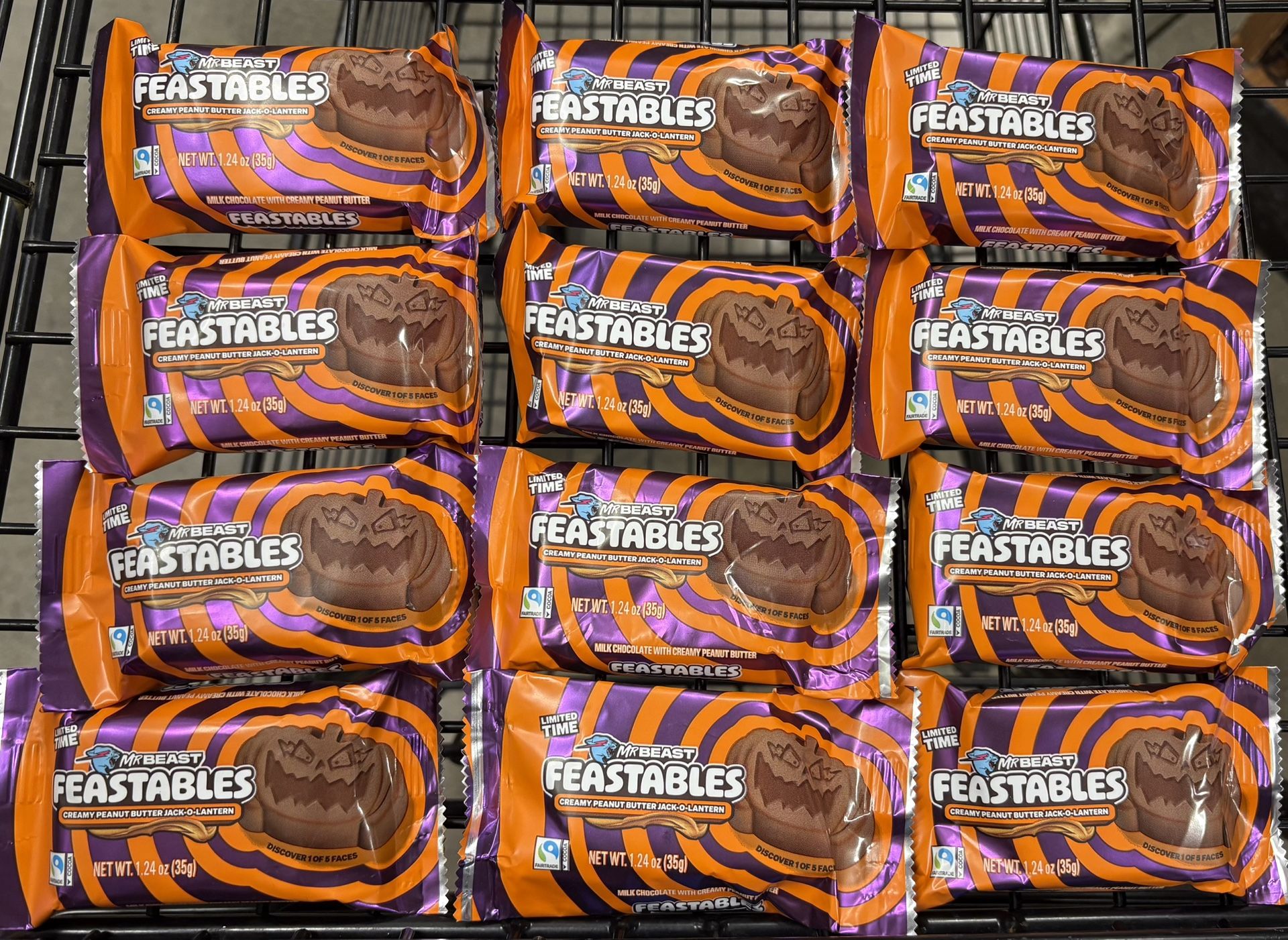 (12 Pack) Mr Feastables Peanut Butter Cups, Limited Edition Jack O Lanterns 