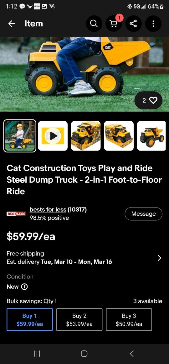 Toy Play And Ride Cat Truck 2 In One Lot Of 3