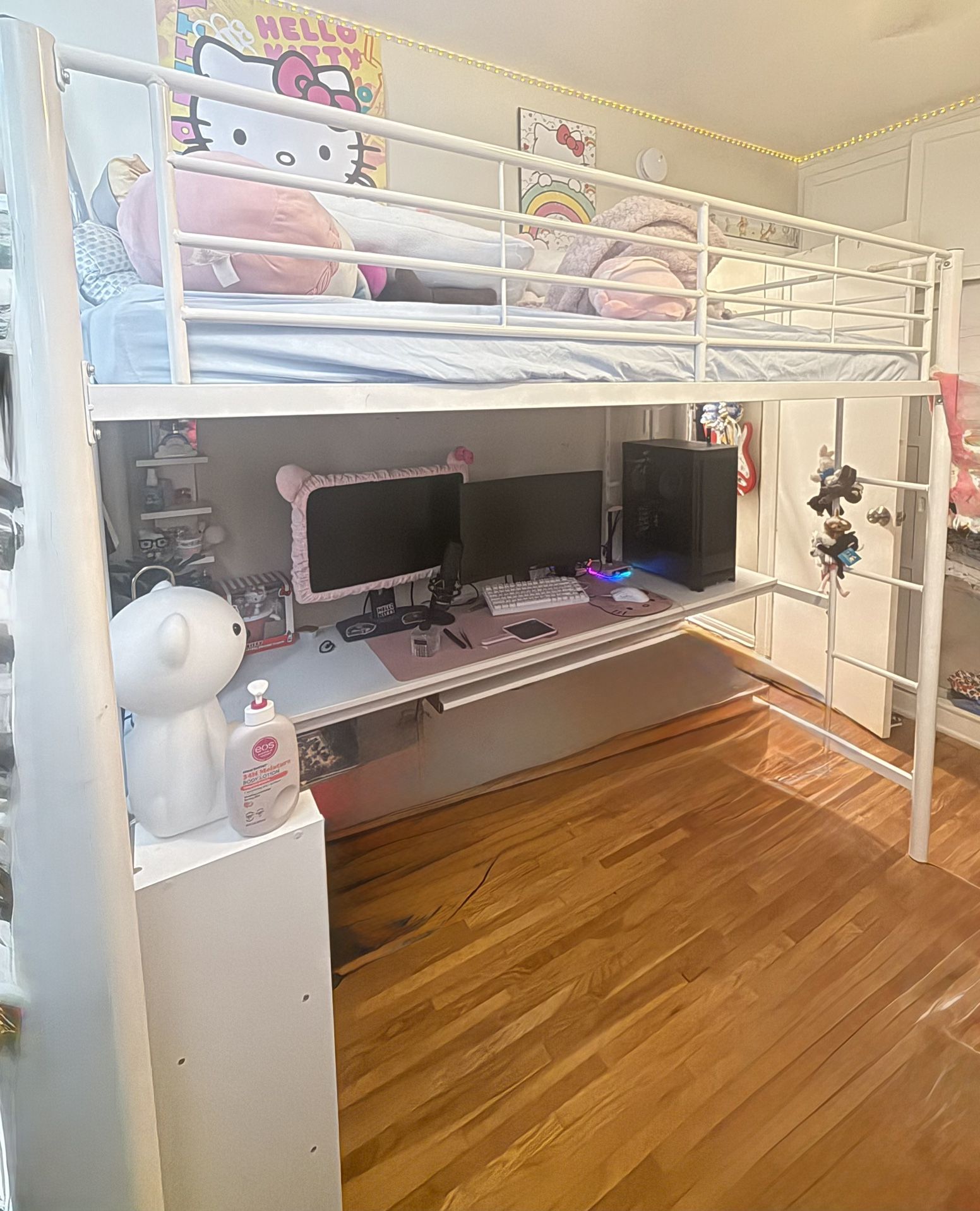 Metal Loft Bed With Desk Twin Size