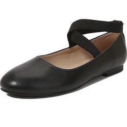  Women's Comfortable Ballet Flat Elastic Ankle-Wrap Criss Cross Strap 415