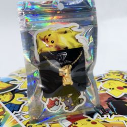 14k Gold Plated Pikachu Necklace 2 Free Stickers Included 