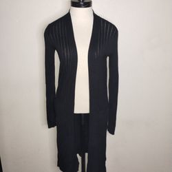 Sky And Sparrow Thin Black Knit Long Duster Open Cardigan Size S NWT 36" Long
