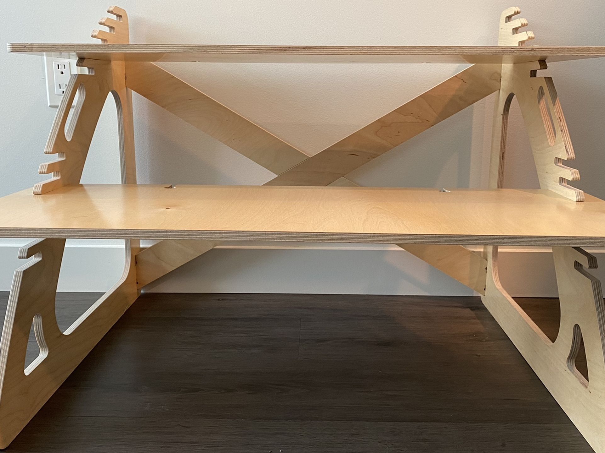 Modern Wood Standing Desk Converter, Scaffolding Desk Stand