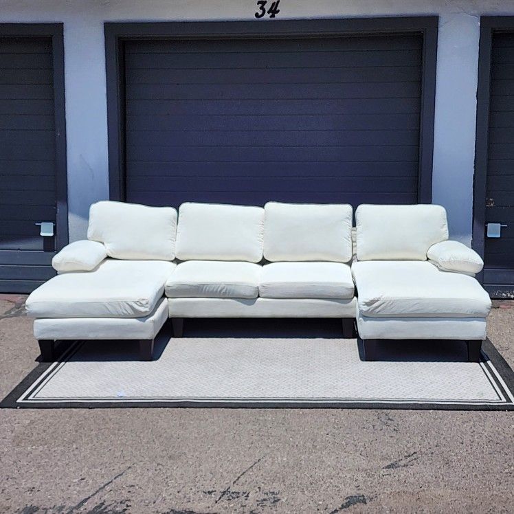 White Double Chaise Sectional Couch 