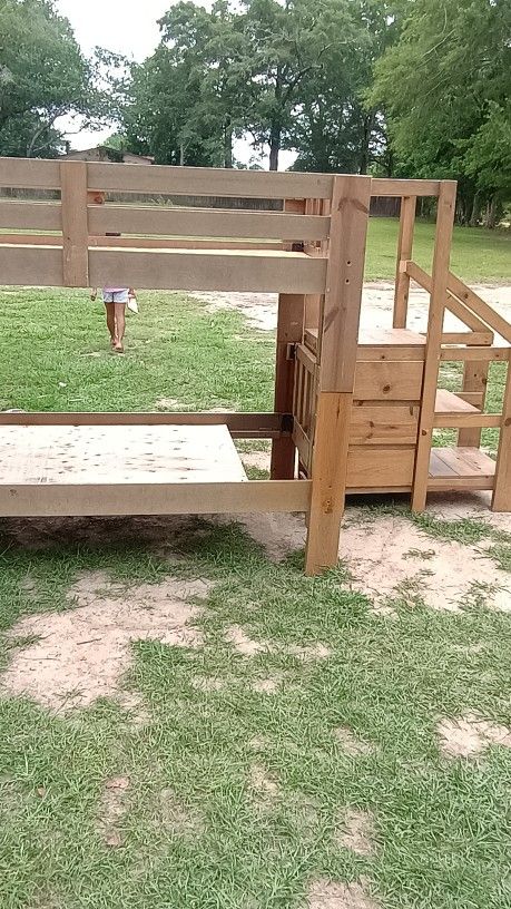 Solid Wood Twin Bunk Beds With Stairs And Drawers