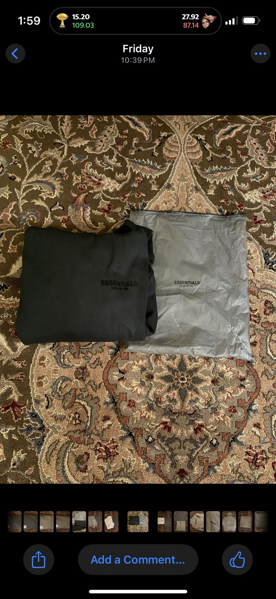 Fear of God Essentials Pullover Hoodie 'Stretch Limo' - Size Medium - Brand New