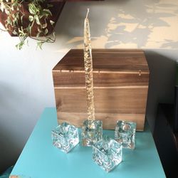 Set Of Four Cube Candlestick 'Ice Cubes' 