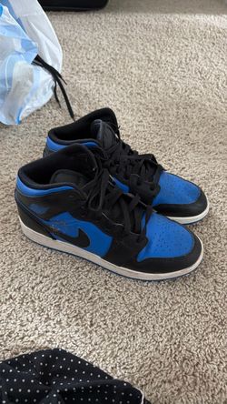 Air Jordan 1 Mid Royal Blue Black Sneakers