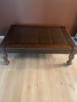 Traditional Wood Coffee Table with Carved Detail