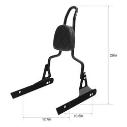 Rear Detachable Backrest Chrome Sissy Bar Pad Fit For Harley Dyna '06-'17