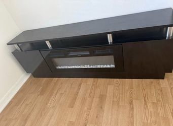 BLACK TV STAND 🖤😍 Fireplace Feature & LED’s - HEATER