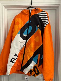 Born Fly Orange  and black Nylon Windbreaker Jacket and pants set