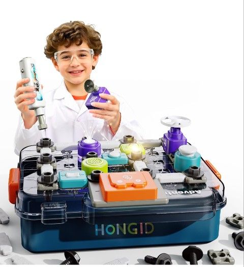 Science Kits for Kids, 58 Circuit Parts with Electric Screwdriver, Birthday Gifts Christmas Stocking Stuffers for Boys Girls, STEM Educational Boys To