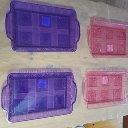 Pink And Purple Plastic Serving Trays