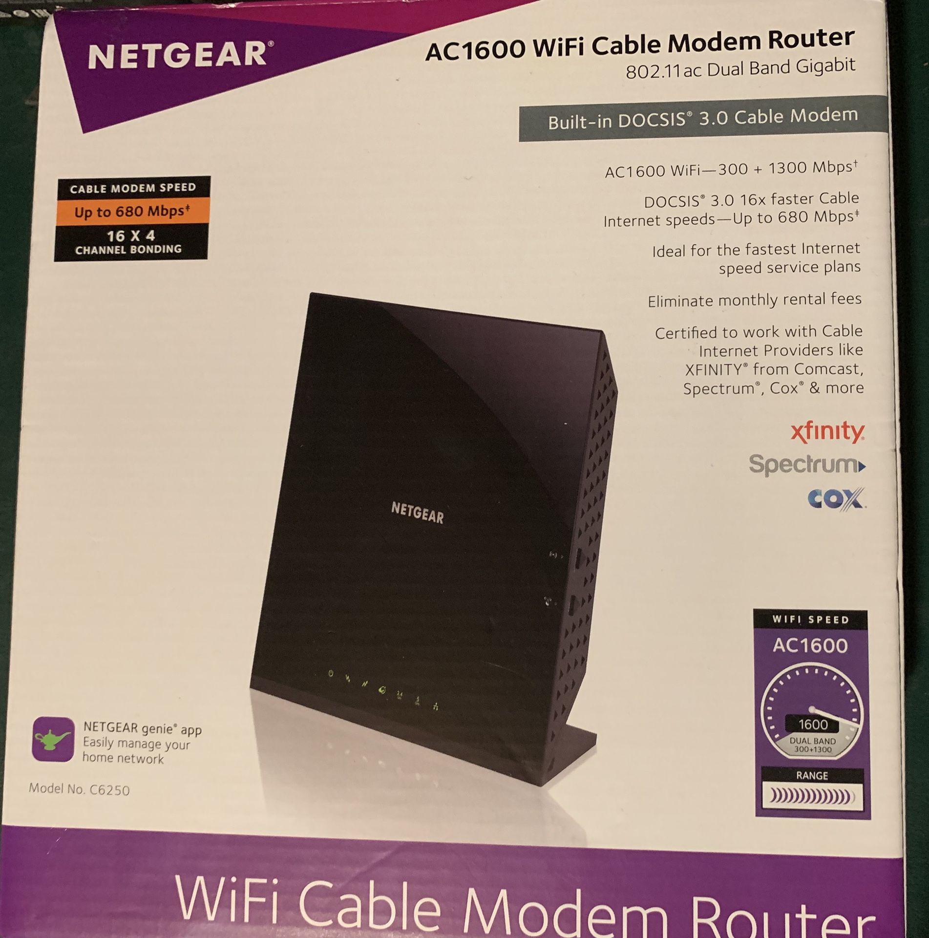 Brand New... NetGear AC1600 WIFI Cable Modem Router...$90