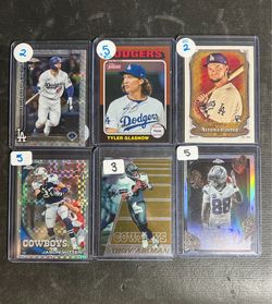 Lot of 6 Baseball and Football Trading Cards